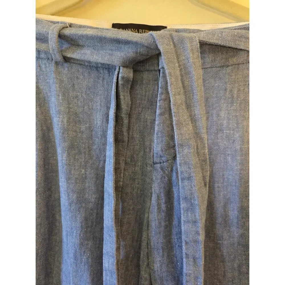 Womens Banana Republic Linen Blend Avery Ankle Pants Sz O Attached Tie Belt